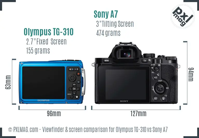 Olympus TG-310 vs Sony A7 Screen and Viewfinder comparison Olympus TG-310 vs Sony A7 Screen and Viewfinder comparison