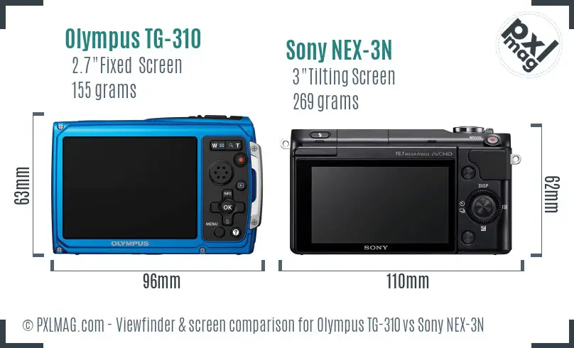 Olympus TG-310 vs Sony NEX-3N Screen and Viewfinder comparison