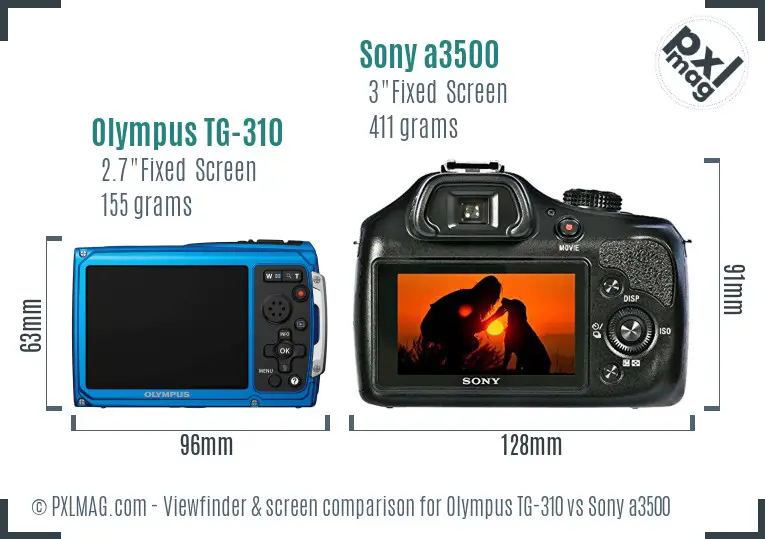 Olympus TG-310 vs Sony a3500 Screen and Viewfinder comparison Olympus TG-310 vs Sony a3500 Screen and Viewfinder comparison