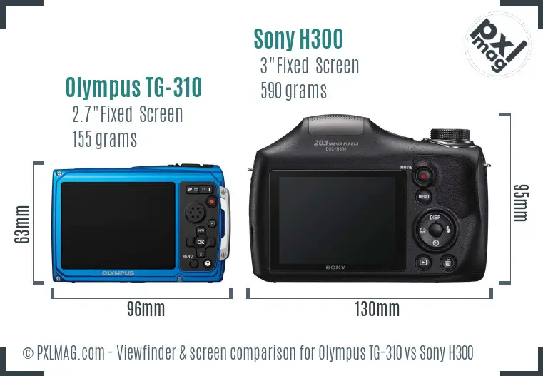 Olympus TG-310 vs Sony H300 Screen and Viewfinder comparison