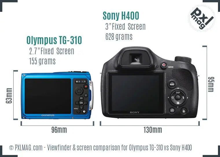 Olympus TG-310 vs Sony H400 Screen and Viewfinder comparison