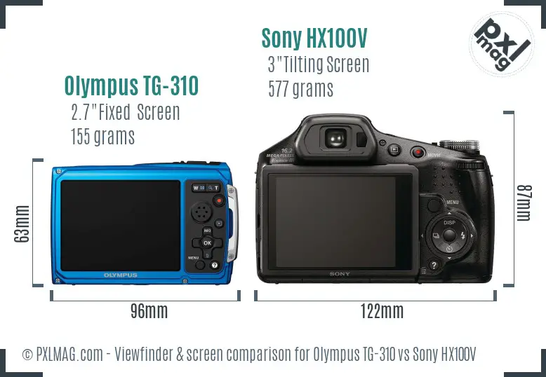 Olympus TG-310 vs Sony HX100V Screen and Viewfinder comparison