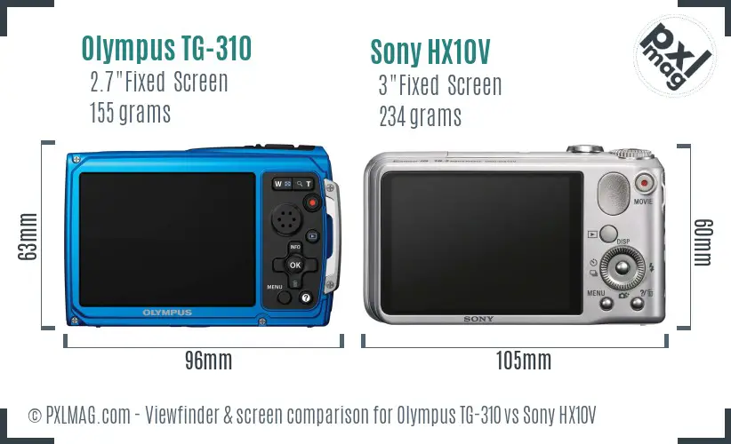 Olympus TG-310 vs Sony HX10V Screen and Viewfinder comparison
