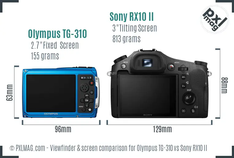 Olympus TG-310 vs Sony RX10 II Screen and Viewfinder comparison