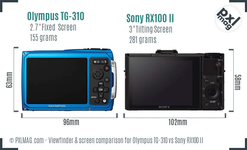 Olympus TG-310 vs Sony RX100 II Screen and Viewfinder comparison