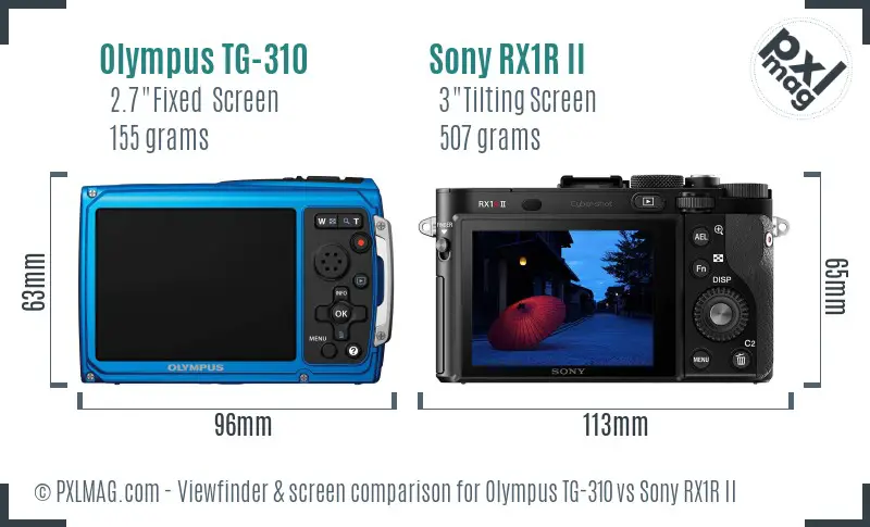 Olympus TG-310 vs Sony RX1R II Screen and Viewfinder comparison