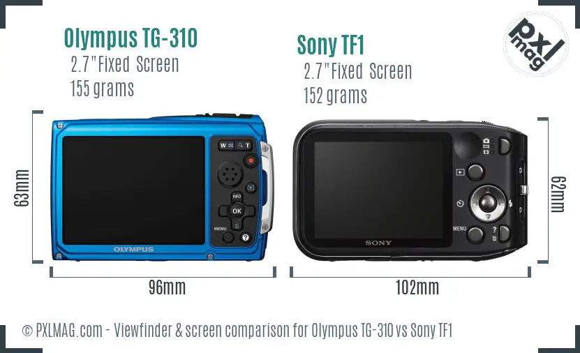 Olympus TG-310 vs Sony TF1 Screen and Viewfinder comparison