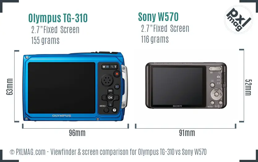 Olympus TG-310 vs Sony W570 Screen and Viewfinder comparison