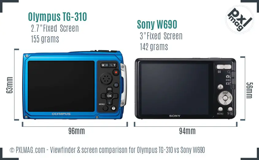 Olympus TG-310 vs Sony W690 Screen and Viewfinder comparison
