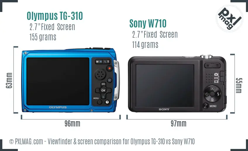 Olympus TG-310 vs Sony W710 Screen and Viewfinder comparison
