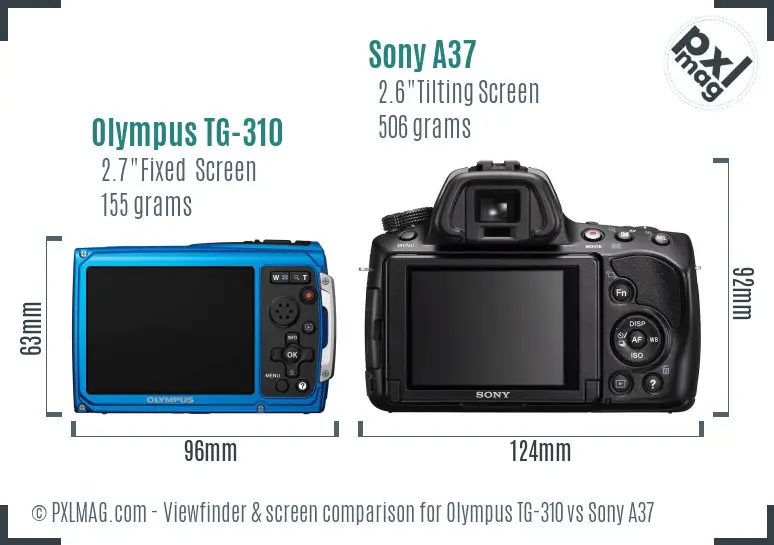 Olympus TG-310 vs Sony A37 Screen and Viewfinder comparison
