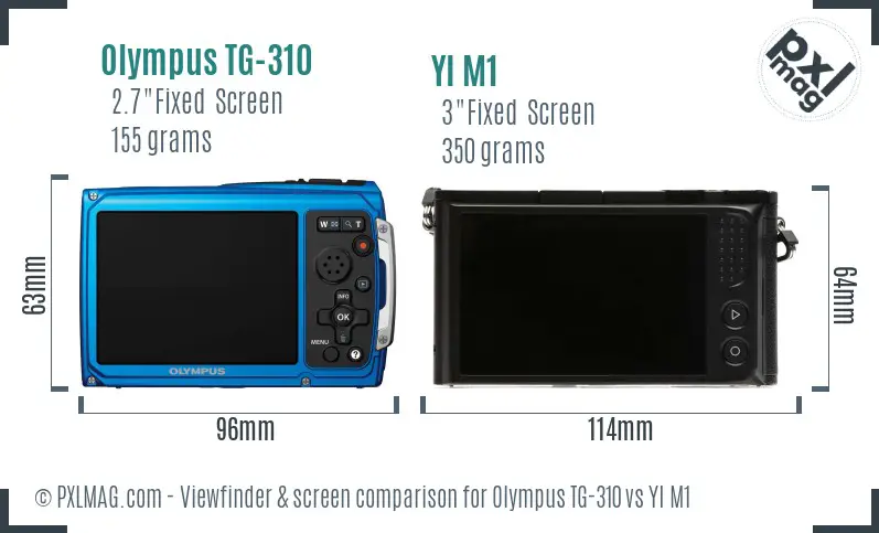 Olympus TG-310 vs YI M1 Screen and Viewfinder comparison