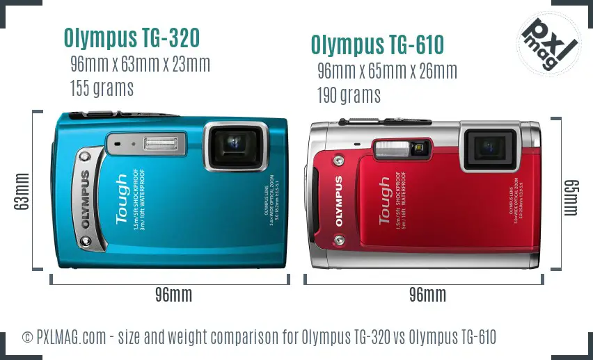 Olympus TG-320 vs Olympus TG-610 size comparison