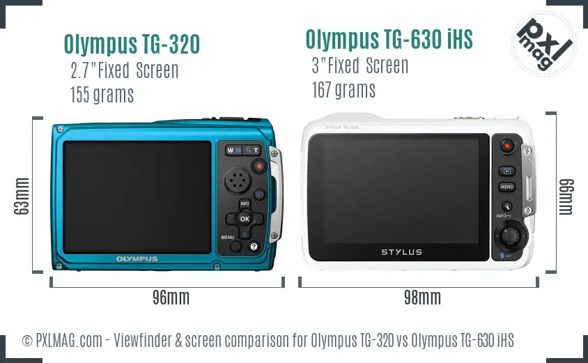 Olympus TG-320 vs Olympus TG-630 iHS Screen and Viewfinder comparison