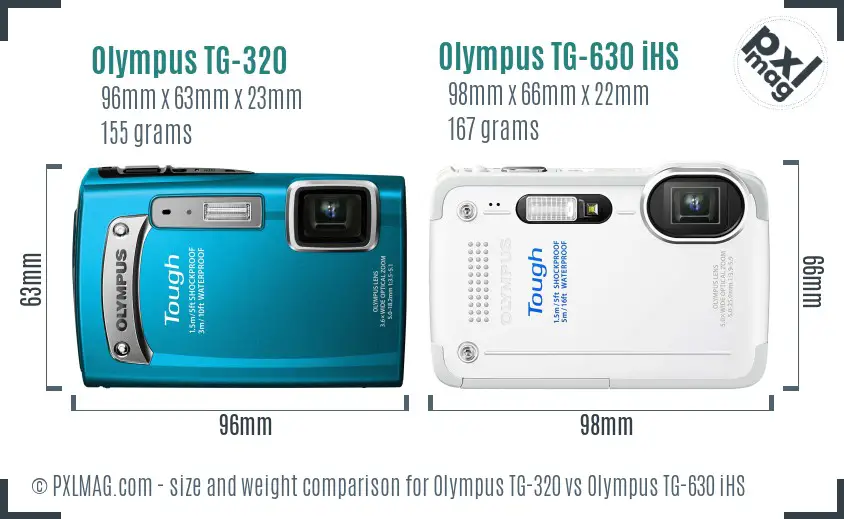 Olympus TG-320 vs Olympus TG-630 iHS size comparison