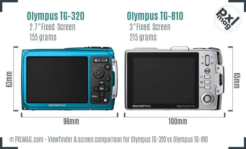 Olympus TG-320 vs Olympus TG-810 Screen and Viewfinder comparison