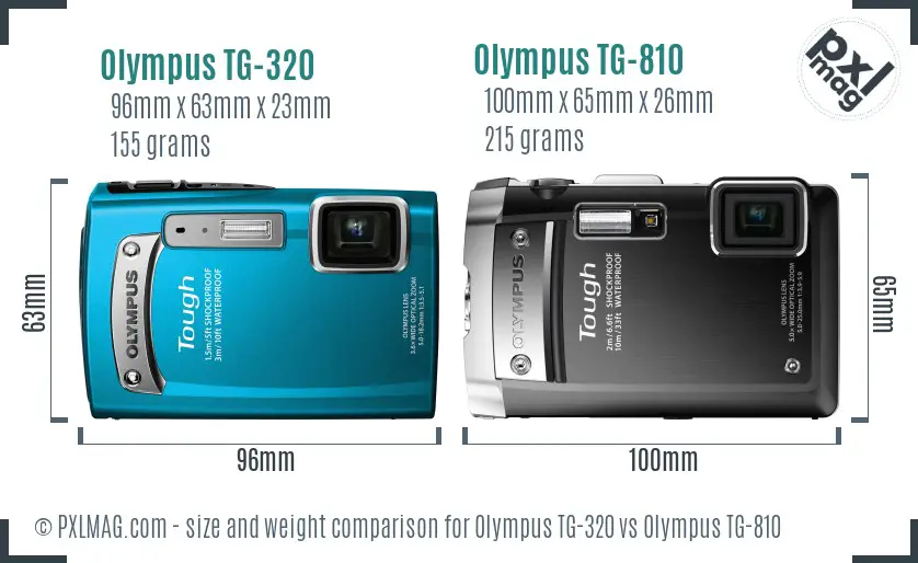 Olympus TG-320 vs Olympus TG-810 size comparison