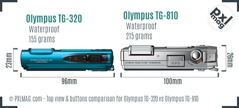 Olympus TG-320 vs Olympus TG-810 top view buttons comparison