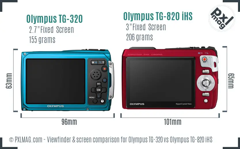 Olympus TG-320 vs Olympus TG-820 iHS Screen and Viewfinder comparison