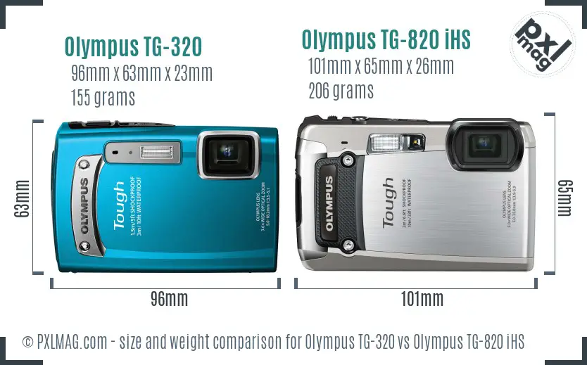 Olympus TG-320 vs Olympus TG-820 iHS size comparison