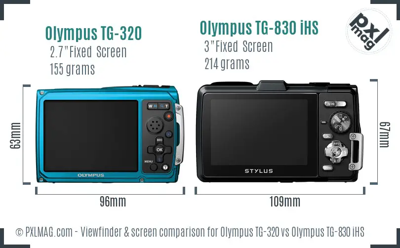 Olympus TG-320 vs Olympus TG-830 iHS Screen and Viewfinder comparison