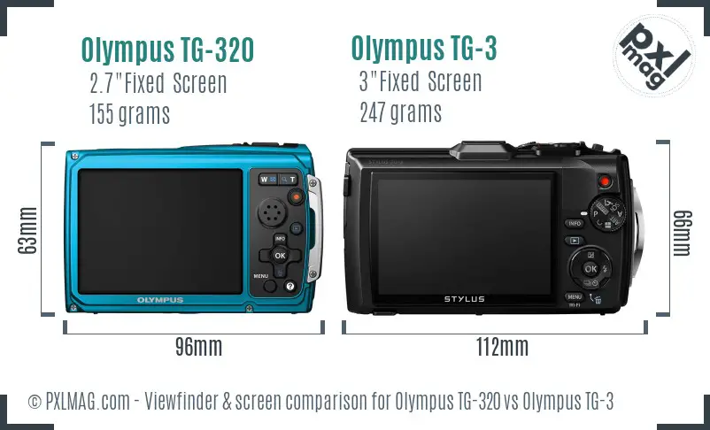 Olympus TG-320 vs Olympus TG-3 Screen and Viewfinder comparison