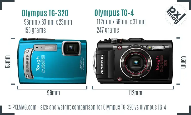 Olympus TG-320 vs Olympus TG-4 size comparison