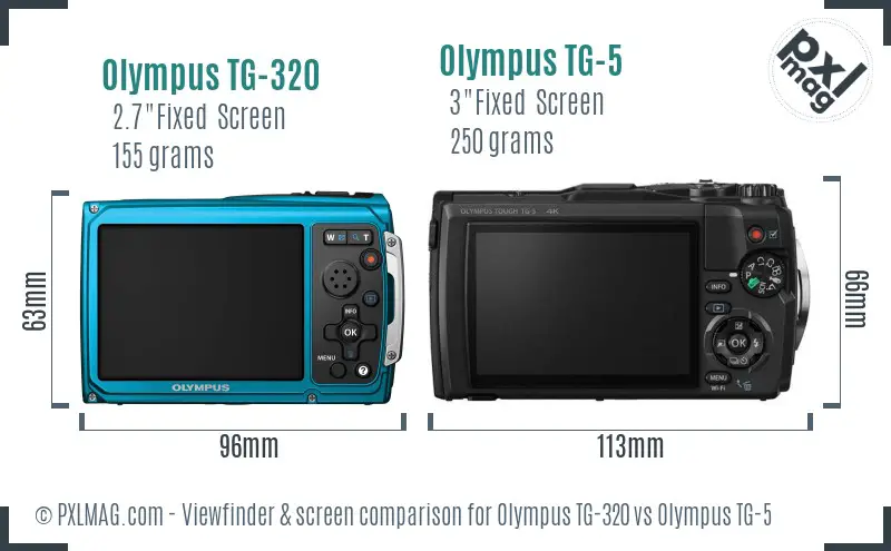 Olympus TG-320 vs Olympus TG-5 Screen and Viewfinder comparison