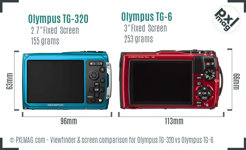 Olympus TG-320 vs Olympus TG-6 Screen and Viewfinder comparison