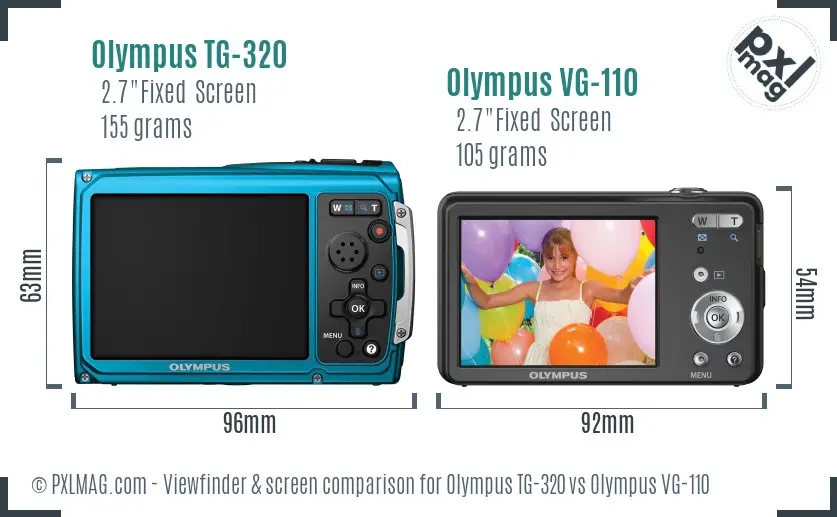Olympus TG-320 vs Olympus VG-110 Screen and Viewfinder comparison