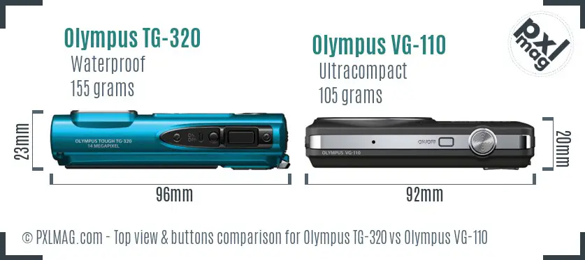 Olympus TG-320 vs Olympus VG-110 top view buttons comparison