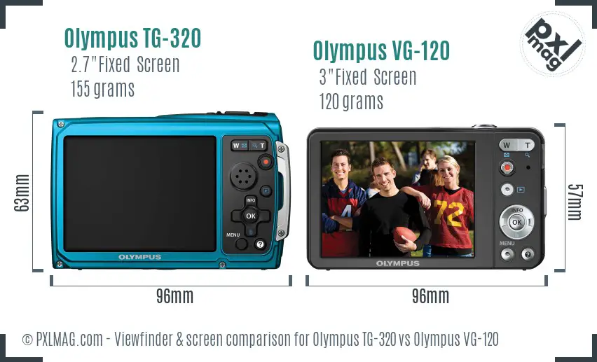 Olympus TG-320 vs Olympus VG-120 Screen and Viewfinder comparison