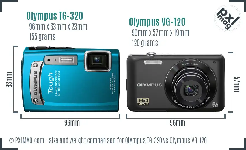 Olympus TG-320 vs Olympus VG-120 size comparison