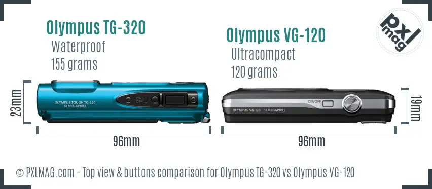 Olympus TG-320 vs Olympus VG-120 top view buttons comparison
