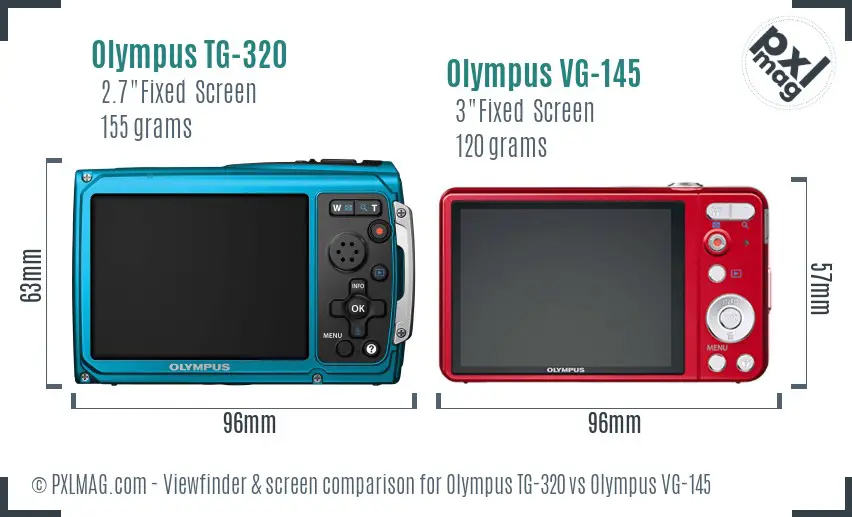 Olympus TG-320 vs Olympus VG-145 Screen and Viewfinder comparison