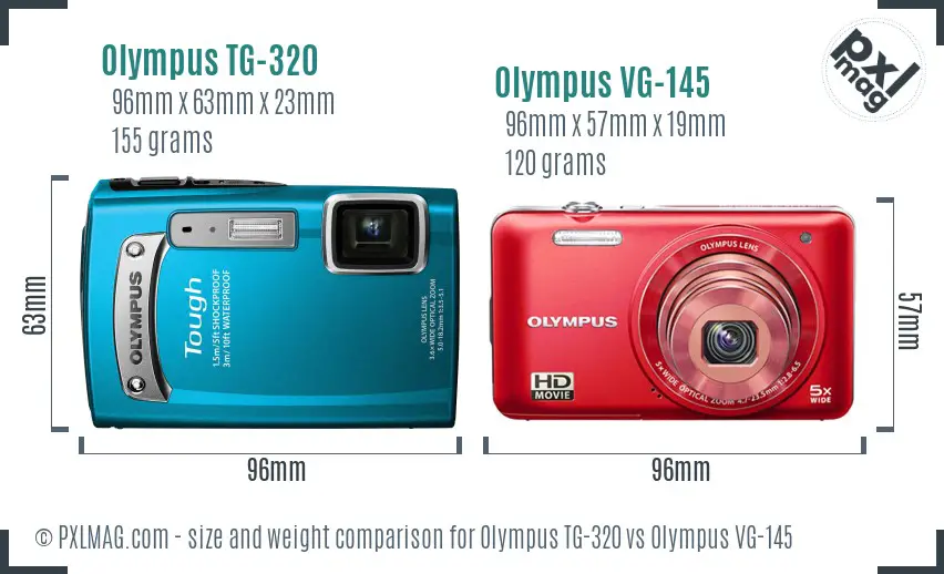Olympus TG-320 vs Olympus VG-145 size comparison