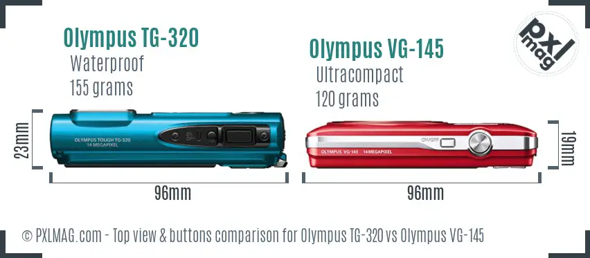 Olympus TG-320 vs Olympus VG-145 top view buttons comparison