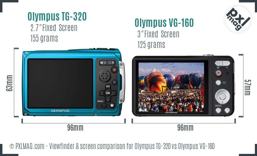 Olympus TG-320 vs Olympus VG-160 Screen and Viewfinder comparison