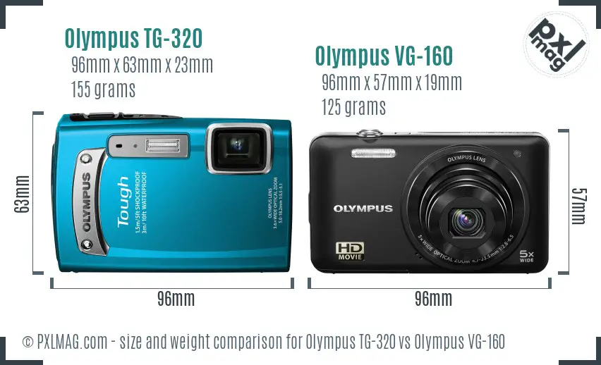 Olympus TG-320 vs Olympus VG-160 size comparison
