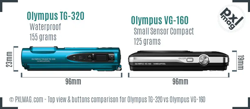 Olympus TG-320 vs Olympus VG-160 top view buttons comparison