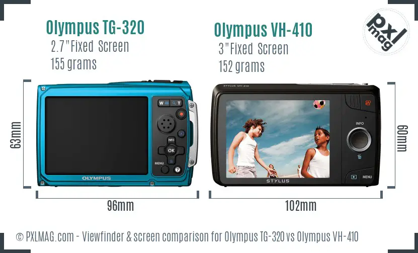 Olympus TG-320 vs Olympus VH-410 Screen and Viewfinder comparison