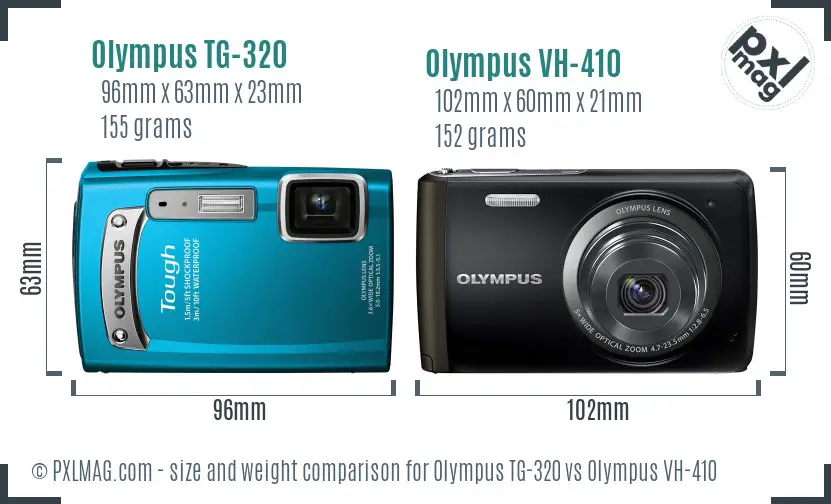 Olympus TG-320 vs Olympus VH-410 size comparison