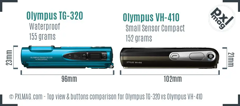 Olympus TG-320 vs Olympus VH-410 top view buttons comparison