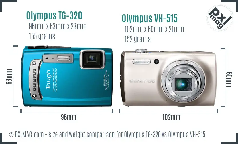 Olympus TG-320 vs Olympus VH-515 size comparison