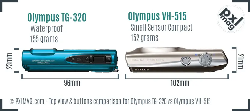 Olympus TG-320 vs Olympus VH-515 top view buttons comparison