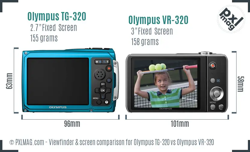 Olympus TG-320 vs Olympus VR-320 Screen and Viewfinder comparison