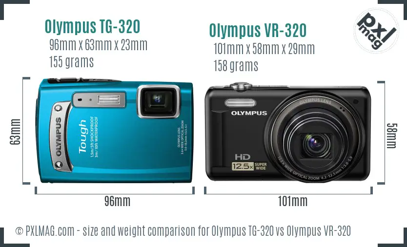 Olympus TG-320 vs Olympus VR-320 size comparison