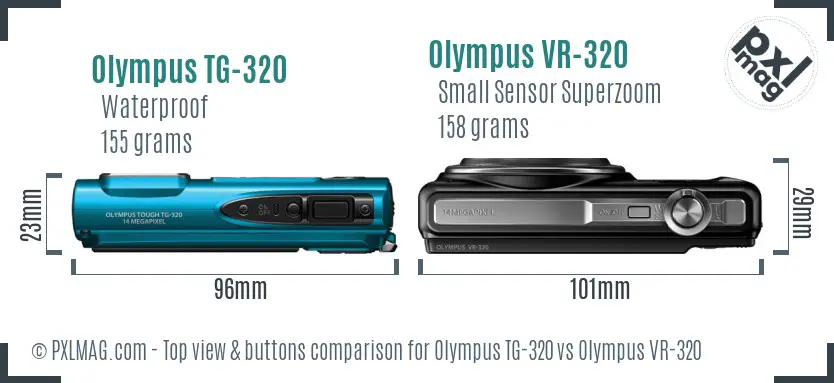 Olympus TG-320 vs Olympus VR-320 top view buttons comparison