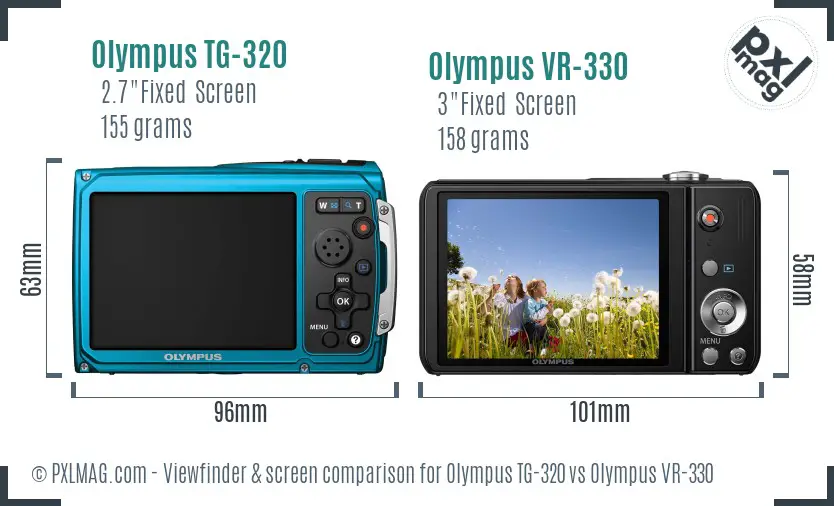 Olympus TG-320 vs Olympus VR-330 Screen and Viewfinder comparison