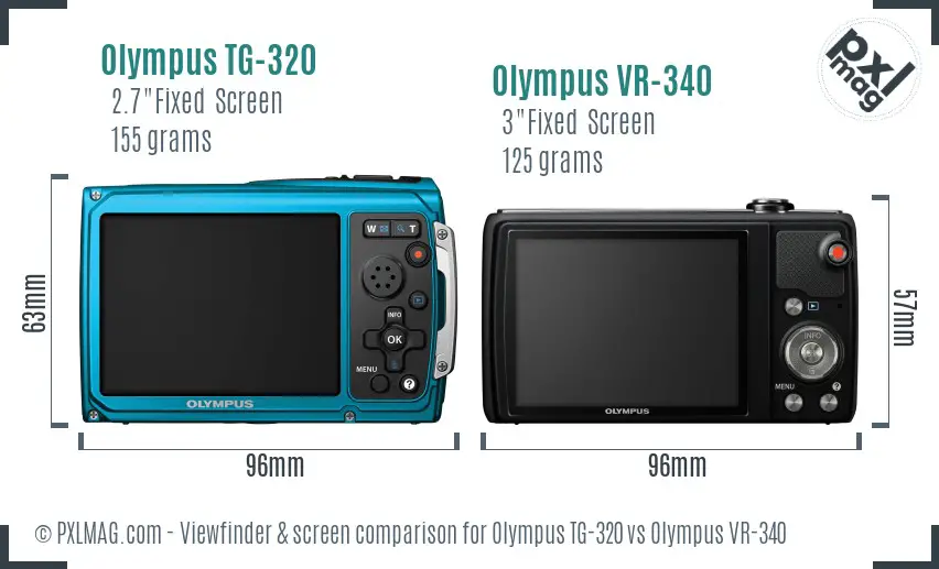 Olympus TG-320 vs Olympus VR-340 Screen and Viewfinder comparison